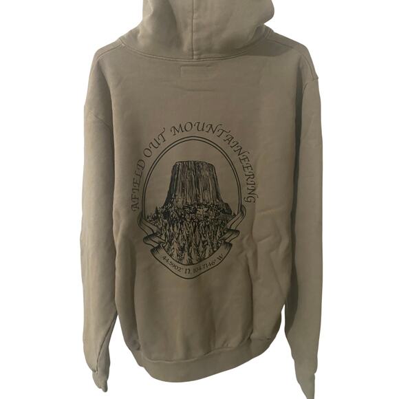 Afield Out Hoodie Men's Medium Tan Devils Tower Mountaineering Sweatshirt NWT - Picture 2 of 7